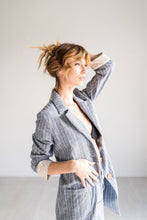 Load image into Gallery viewer, Denim Blue Longline Relaxed Blazer
