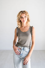 Load image into Gallery viewer, Sage Green Ruffle Tank Top

